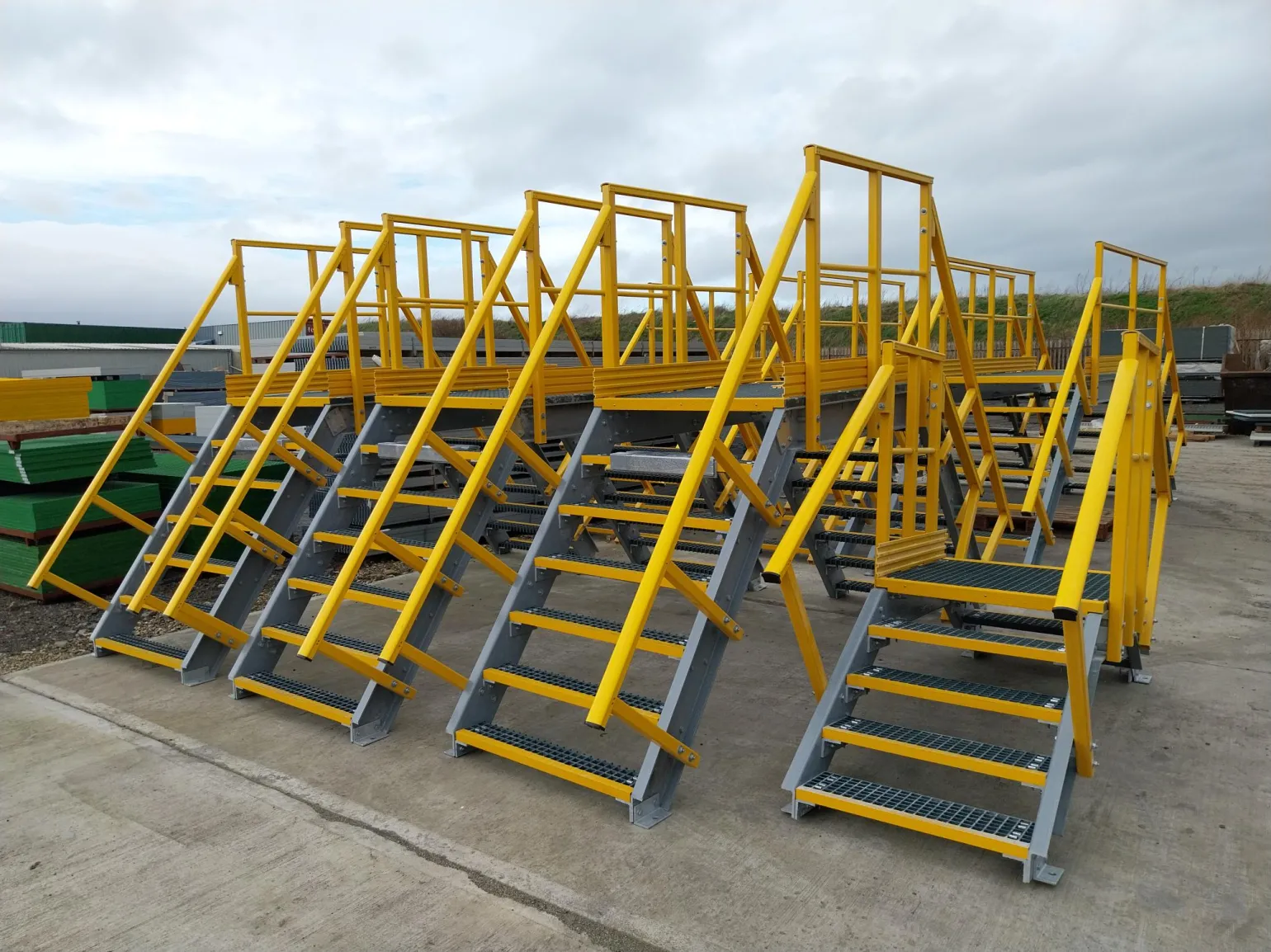 At Barclay & Mathieson, we provide a range of fabricated access solutions including platforms, stepovers, staircases, ramps and walkways. These are manufactured from lightweight, high-strength GRP components and designed to keep staff, contractors and the public safe from slips, trips and falls in virtually any application.
Whether you require temporary access during construction works or permanent access for operations and maintenance, we can supply standard or bespoke step overs or other access solutions tailored to your site requirements.
Our GRP fabrications are made from high-strength, non-corrosive, non-conductive GRP components, offering lightweight, durable, anti-slip and low-maintenance access solutions for a wide range of industrial, commercial, and rail environments.
Call us on 0114 254 3220 to discuss your requirements or contact us by email.