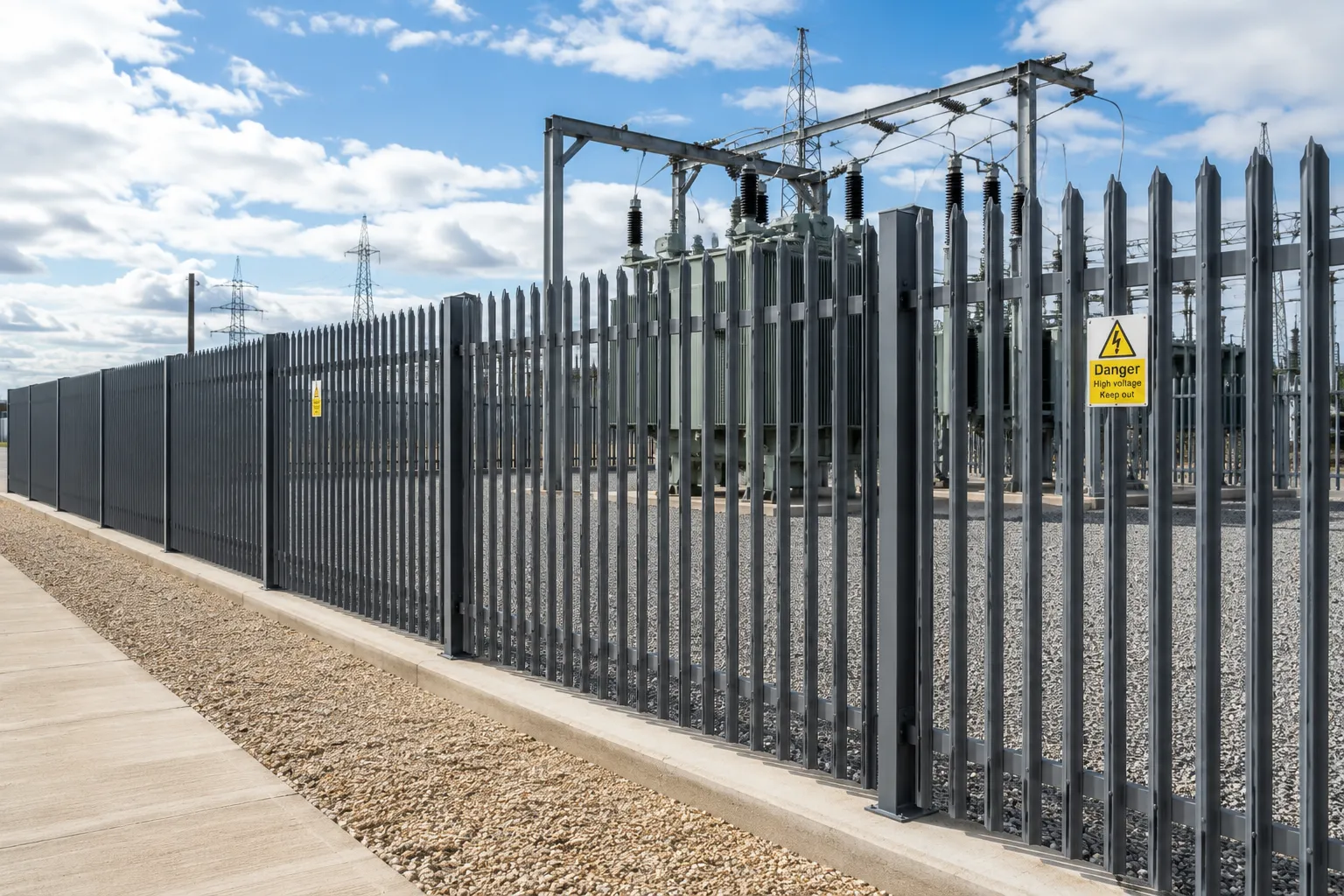 GRP Palisade Fencing provides robust, long-lasting perimeter protection for sites where security, electrical safety and corrosion resistance are critical.

Manufactured from glass-reinforced polymer (GRP), this non-metallic fencing is non-conductive and non-corrosive, making it particularly well suited to rail, power and other demanding industrial environments.

Supplied in modular form for simple on-site assembly, the components are light-in-weight making them easy to handle and transport.

Where steel fencing presents challenges due to its conductivity, handling weight or maintenance requirements, our GRP Fencing provides a practical alternative with life-cycle cost benefits.

Standard gate options are available to provide controlled access through the perimeter. Call us on 0114 254 3220 to discuss your project.