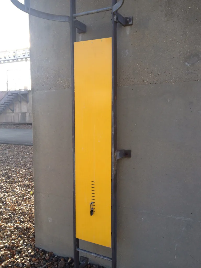 GRP Ladder Guards
Our GRP ladder guards are made to order and suit rung widths from 250mm to 450mm. They are a quick and easy way to hide ladders behind padlocked entry, restricting unauthorised access with a highly visible and practical deterrent. Ideal for rail, energy and other safety-critical environments.