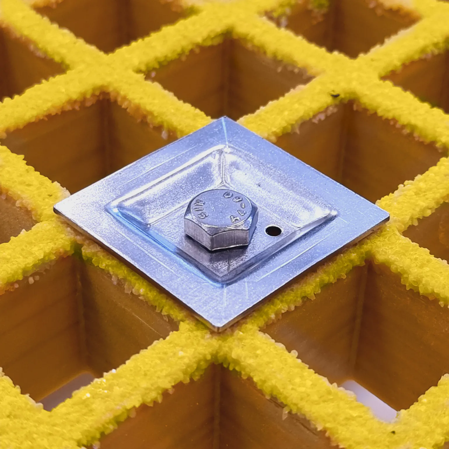 Square Washer-Fixing Clip
Secures open mesh GRP grating to metal or GRP profiles and floors
Made from grade 316 stainless steel for maximum corrosion resistance
Supplied with 50mm M8 hex-head bolt
Smooth finish reduces trip hazards