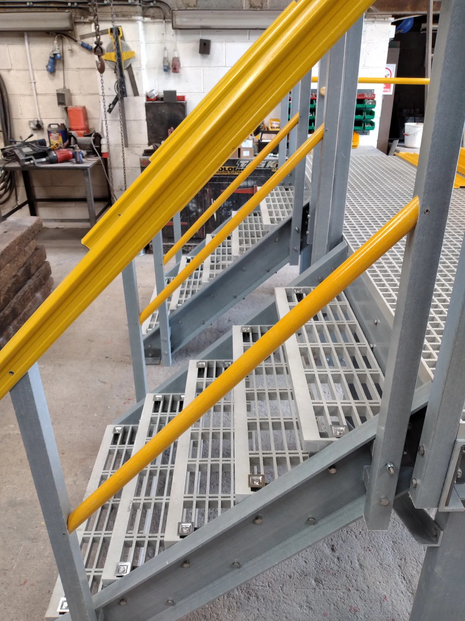 Stairways, Step Covers & Level Changes
Changes in level are a common source of accidents in industrial facilities. We supply GRP stair treads, open steel stair treads and steel tread plate solutions designed to provide secure footing in both internal and external environments.
For existing staircases, GRP anti-slip treads and sheets can be added to improve traction and visibility without major structural work — an effective way to upgrade safety in older facilities or high-traffic areas.