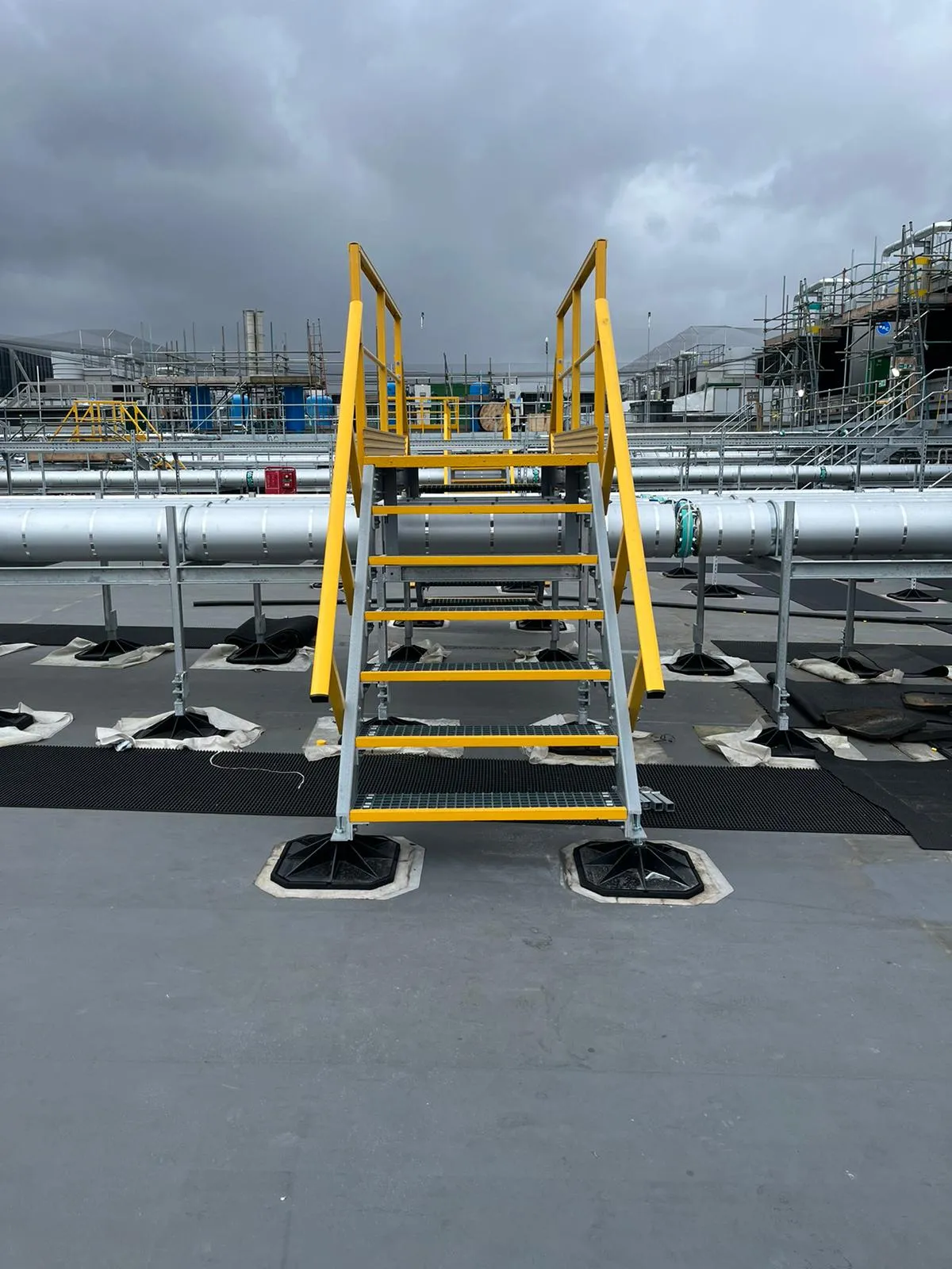 Platforms, Step Overs & Riser Access
Access platforms and fabricated GRP step overs are commonly used to safely bridge pipework, channels and equipment within treatment works. These purpose-built solutions help maintain clear access routes while preventing personnel from stepping on or tripping on sensitive assets.
Our range of solid top grating is often used for tank or pit covers to provide a safe walking surface and retain unpleasant odours.